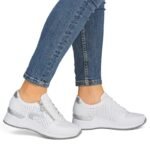 Womens leather wedge sneakers white Rieker N4340-80 - Image 5