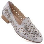 Womens openwork gray and silver shoes Jezzi ASA222