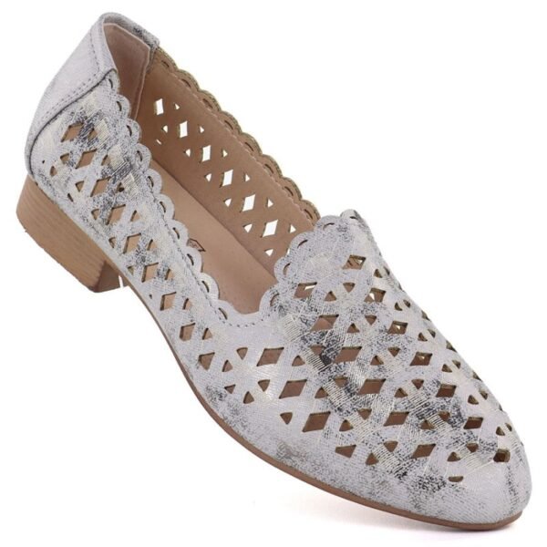 Womens openwork gray and silver shoes Jezzi ASA222