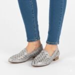 Womens openwork gray and silver shoes Jezzi ASA222 - Image 5
