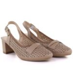 Womens openwork pumps with a strap, beige Jezzi ASA212-8 - Image 3