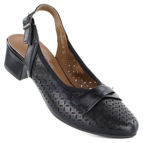 Womens openwork pumps with a strap, black Jezzi ASA200-18