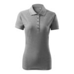 Womens Pique Polo Free Polo Shirt (Dark Gray Melange) - Image 2