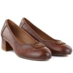 Womens pumps, brown block heels, Potocki SZ12788 - Image 3