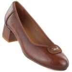 Womens pumps, brown block heels, Potocki SZ12788