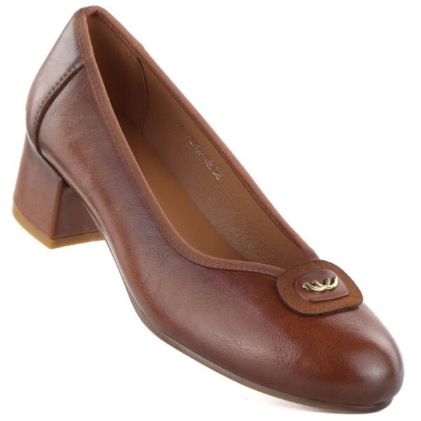 Womens pumps, brown block heels, Potocki SZ12788
