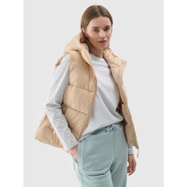 Womens quilted down vest with hood 4F 4FWAW24TVJAF141-83S