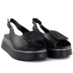 Womens sandals on a thick platform, black Potocki SZ12590 - Image 4