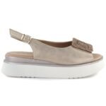 Womens sandals on a thick platform, gold Potocki SZ12590 - Image 2