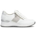 Womens sneakers with zipper, white, Rieker N4322-80 - Image 2