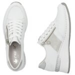 Womens sneakers with zipper, white, Rieker N4322-80 - Image 4