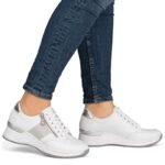 Womens sneakers with zipper, white, Rieker N4322-80 - Image 5