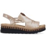 Rieker V7972-60 womens gold wedge sandals - Image 2