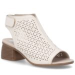 Womens beige leather closed sandals Remonte Rieker R8777-60