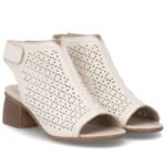 Womens beige leather closed sandals Remonte Rieker R8777-60 - Image 5