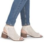 Womens beige leather closed sandals Remonte Rieker R8777-60 - Image 7