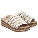 Womens beige wedge sandals Rieker 629X8-60 - Image 3