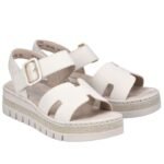 Womens beige wedge sandals Rieker V4952-60 - Image 2