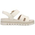 Womens beige wedge sandals Rieker V4952-60 - Image 3