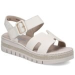 Womens beige wedge sandals Rieker V4952-60