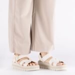 Womens beige wedge sandals Rieker V4952-60 - Image 6