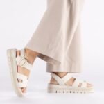Womens beige wedge sandals Rieker V4952-60 - Image 7