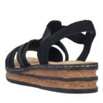 Womens black elastic strap sandals Rieker 62969-00 - Image 2