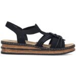 Womens black elastic strap sandals Rieker 62969-00 - Image 4
