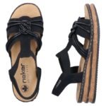 Womens black elastic strap sandals Rieker 62969-00 - Image 5