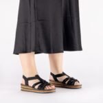 Womens black elastic strap sandals Rieker 62969-00 - Image 7
