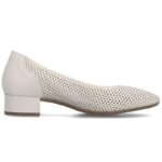 Womens leather pumps with openwork, beige Rieker 43459-60 - Image 2