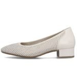 Womens leather pumps with openwork, beige Rieker 43459-60 - Image 3