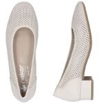 Womens leather pumps with openwork, beige Rieker 43459-60 - Image 5