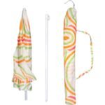 BEACH AND GARDEN UMBRELLA 160 CM ORANGE GREEN - Image 2
