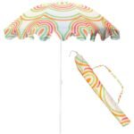 BEACH AND GARDEN UMBRELLA 160 CM ORANGE GREEN