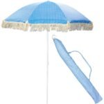 BEACH AND GARDEN UMBRELLA WITH FRINGE 174 CM BLUE