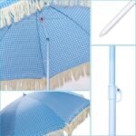 BEACH AND GARDEN UMBRELLA WITH FRINGE 174 CM BLUE - Image 4