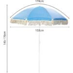 BEACH AND GARDEN UMBRELLA WITH FRINGE 174 CM BLUE - Image 5