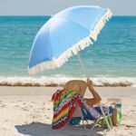 BEACH AND GARDEN UMBRELLA WITH FRINGE 174 CM BLUE - Image 6