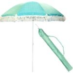 BEACH AND GARDEN UMBRELLA WITH FRINGE 174 CM GREEN