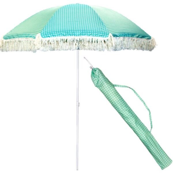 BEACH AND GARDEN UMBRELLA WITH FRINGE 174 CM GREEN