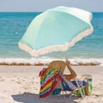 BEACH AND GARDEN UMBRELLA WITH FRINGE 174 CM GREEN - Image 6