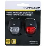 BLACK DUNLOP SILICONE LED BIKE LIGHT KIT FRONT AND REAR - Image 2