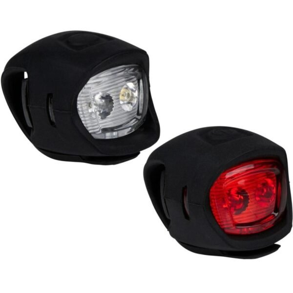 BLACK DUNLOP SILICONE LED BIKE LIGHT KIT FRONT AND REAR
