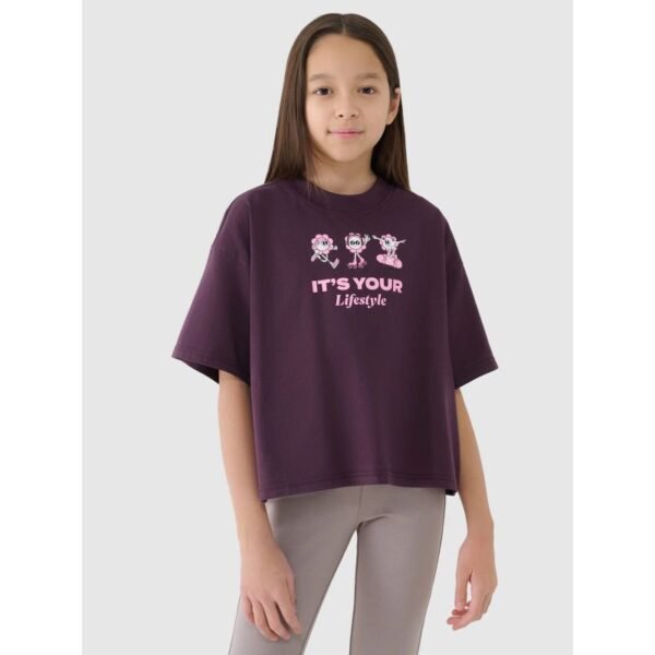Girls oversize printed crop top 4F 4FJRSS25TTSHF2587-50S
