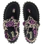 Gumbies - womens Slingback flip-flops - BLACK SWIRLS - Image 5