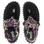 Gumbies - womens Slingback flip-flops - BLACK SWIRLS
