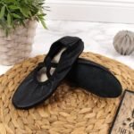 Jr Nazo Black Leather Dance Ballet Shoes with Elastic Bands - Image 2