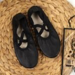 Jr Nazo Black Leather Dance Ballet Shoes with Elastic Bands - Image 3