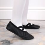 Jr Nazo Black Leather Dance Ballet Shoes with Elastic Bands - Image 8
